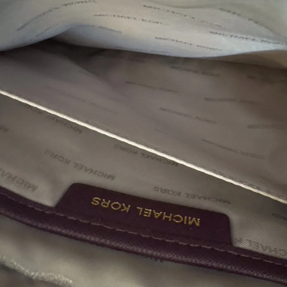 Michael Kors Deep Plum Leather Crossbody with Gold Chain Strap